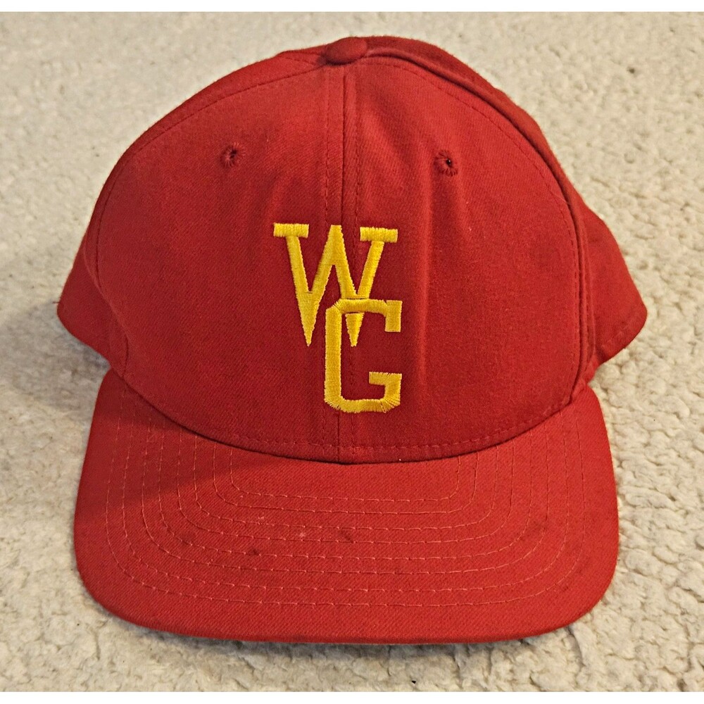 VTG 80s New Era Pro Model USA Made Snapback Hat Med / Lrg Red Yellow WG